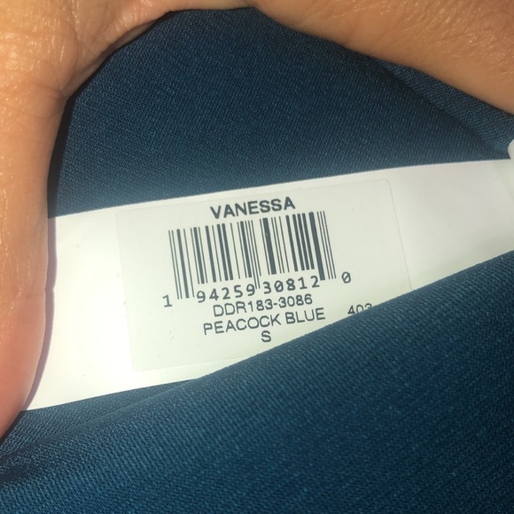 Dress‎ the Population Vanessa Plunging Halter Bodycon Midi Dress Peacock Blue S - Picture 12 of 12